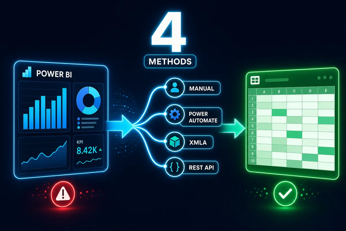 Exportar datos de Power BI a Excel automáticamente: 4 métodos