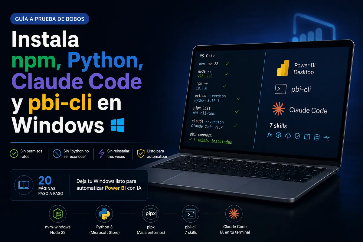 Power BI end-to-end con IA: cómo instalar Claude Code + pbi-cli en Windows (guía a prueba de bobos)