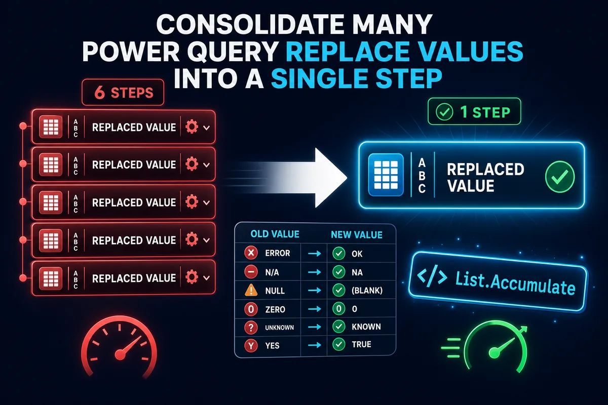 Reemplazar múltiples valores en una columna en Power Query (un solo paso)